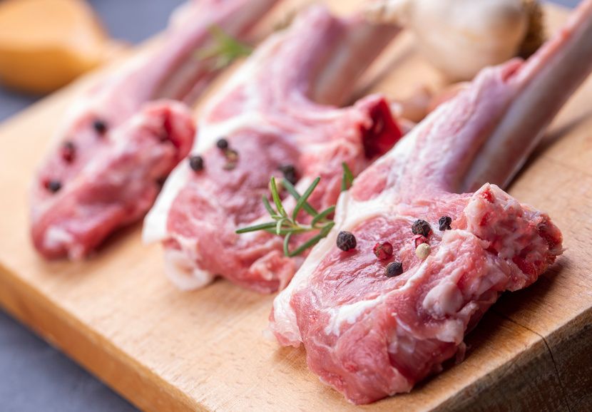 Raw lamb chops