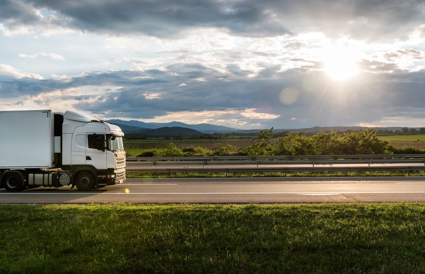 Cargo truck on the highway